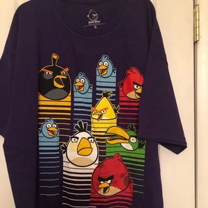 T-shirt Angry Birds mens new XL cotton Rovio Entertainment purple short sleeves